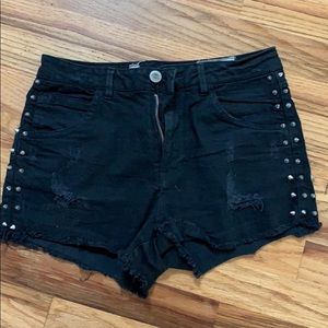STUDDED DENIM SHORTS